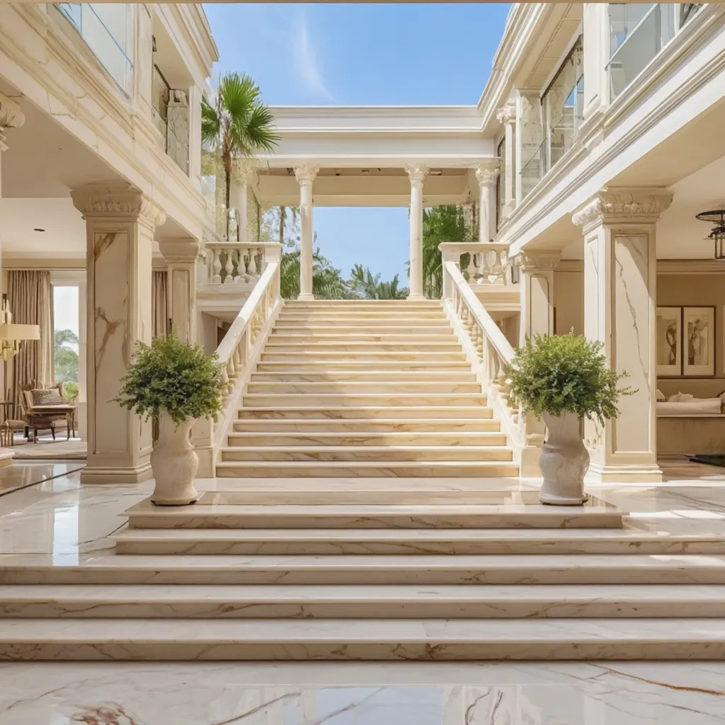 Elegante Marmortreppe in einer hellen Luxusvilla